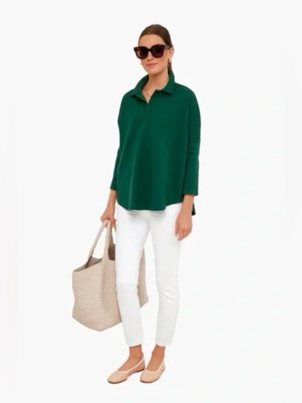Pomander Place & Tuckernuck Easy Polo Swing Sweatshirt | Jaguar Green | XS - S - Picture 7 of 12